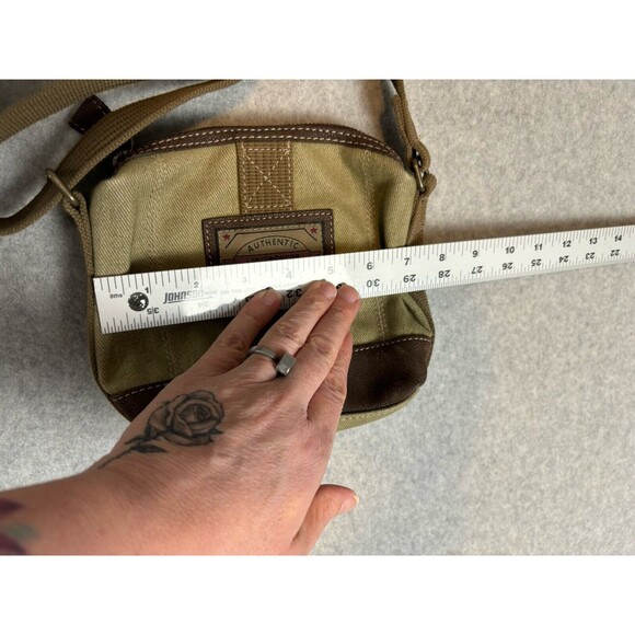 Liz Claiborne Canvas Satchel Small Green Crossbody Shoulder Messenger Bag - Picture 6 of 11